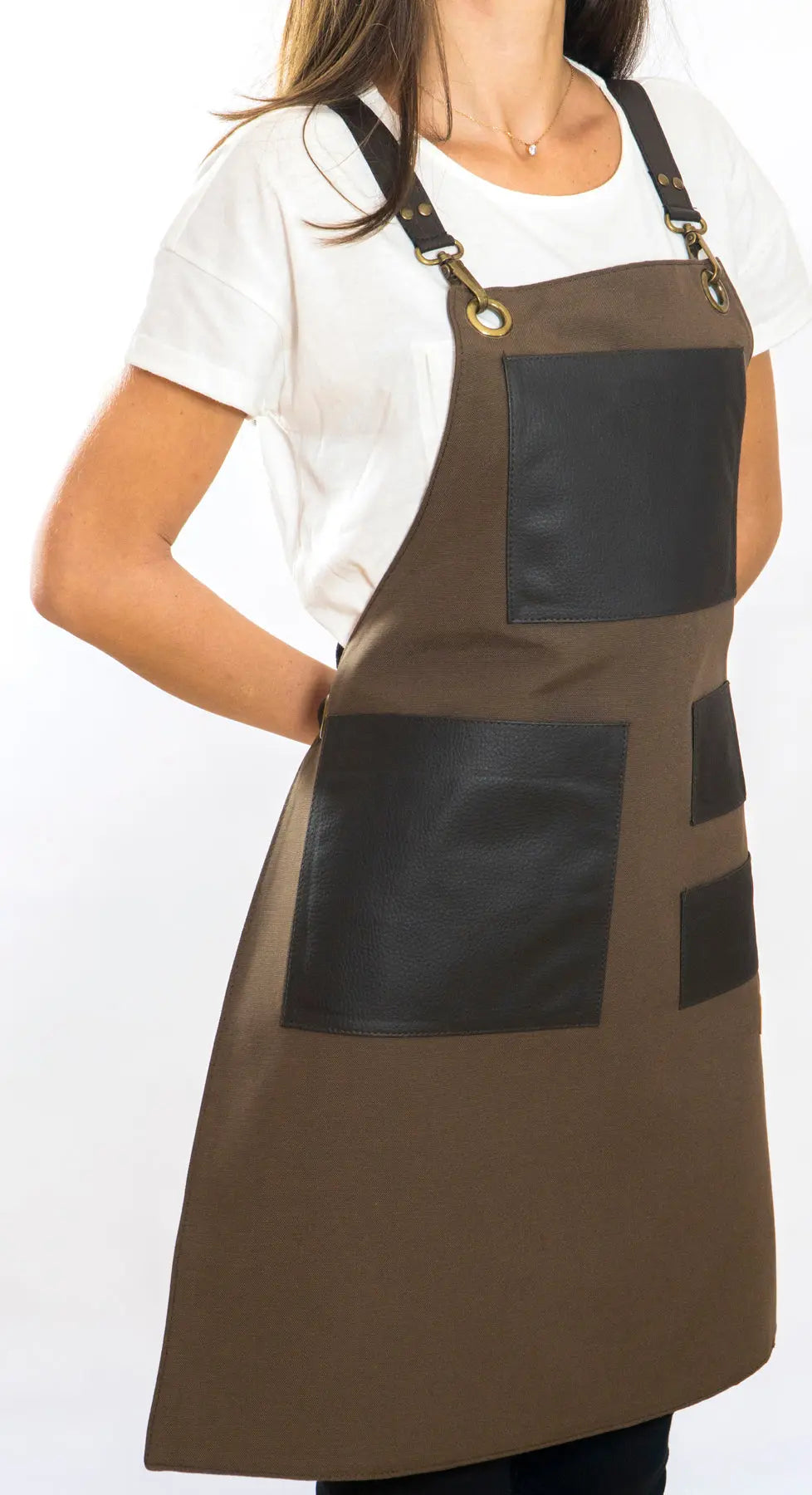 01 Leonardo Dark Brown Apron - Monapron