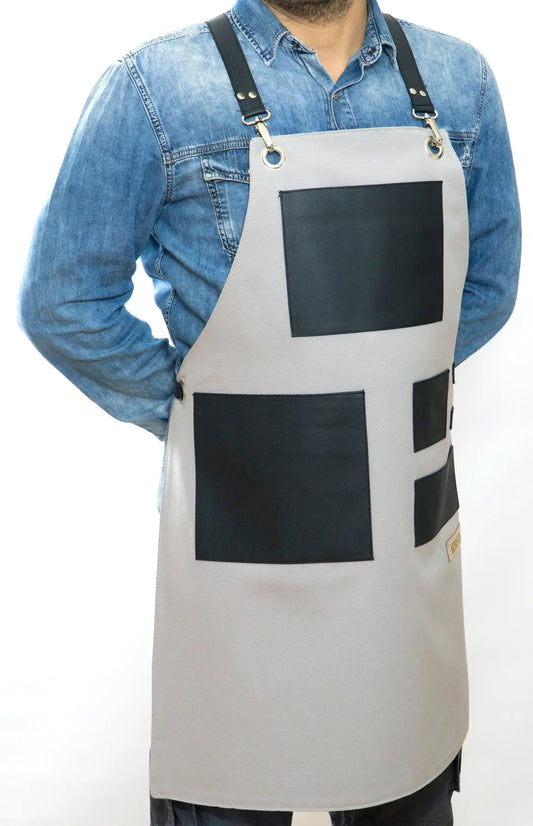 01 Leonardo Grey Apron - Monapron