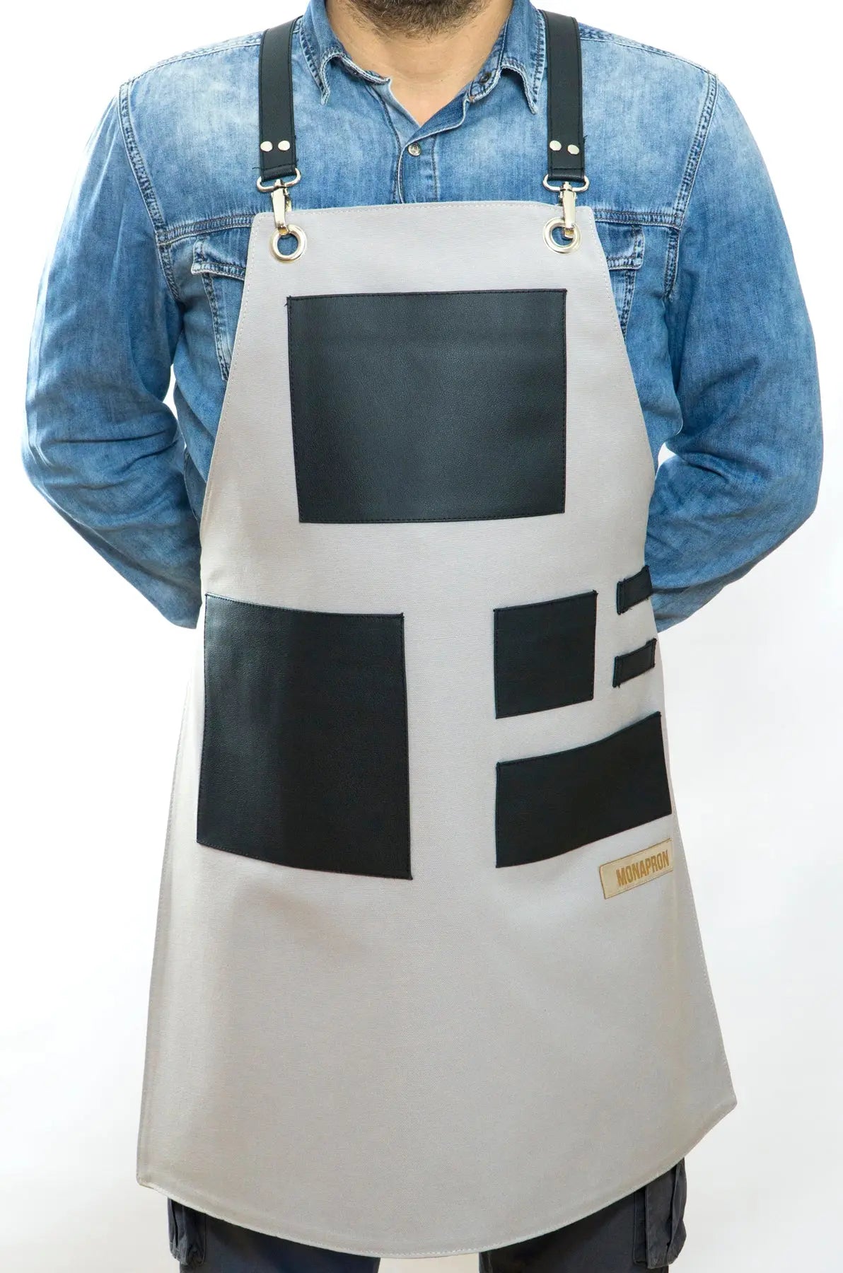01 Leonardo Grey Apron - Monapron
