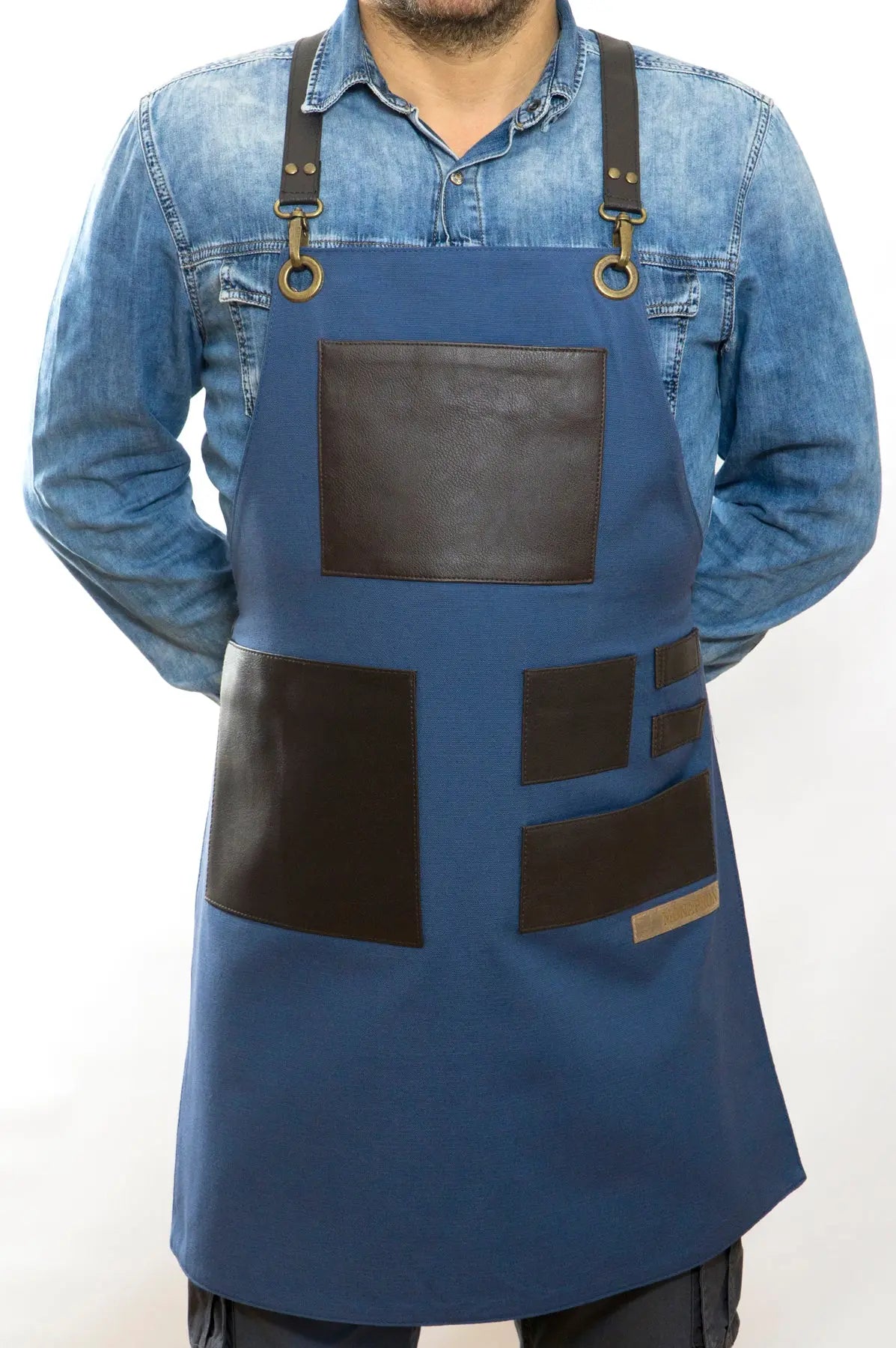 01 Leonardo Navy Apron - Monapron