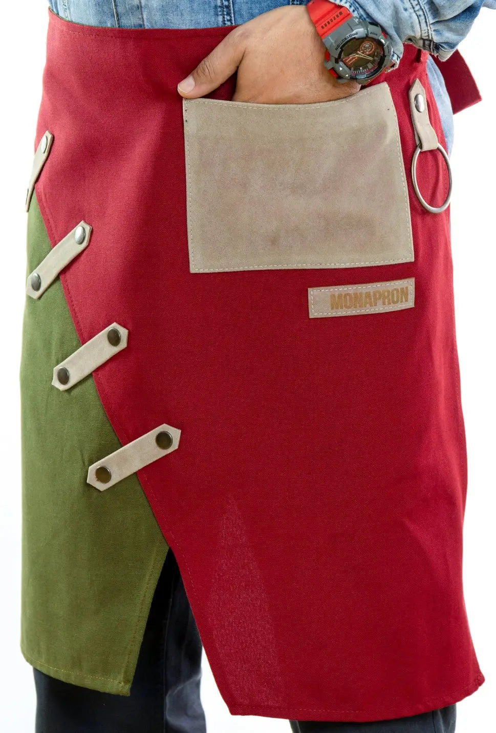 apron - önlük - 02 Miro Short Red- Green Apron - Monapron