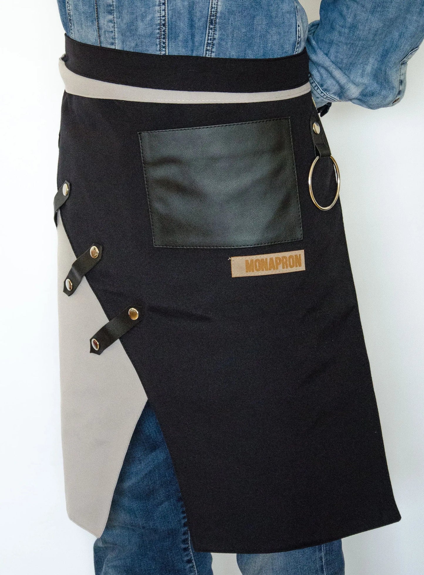 apron - önlük - 02 Miro Short Black-Grey Apron - Monapron