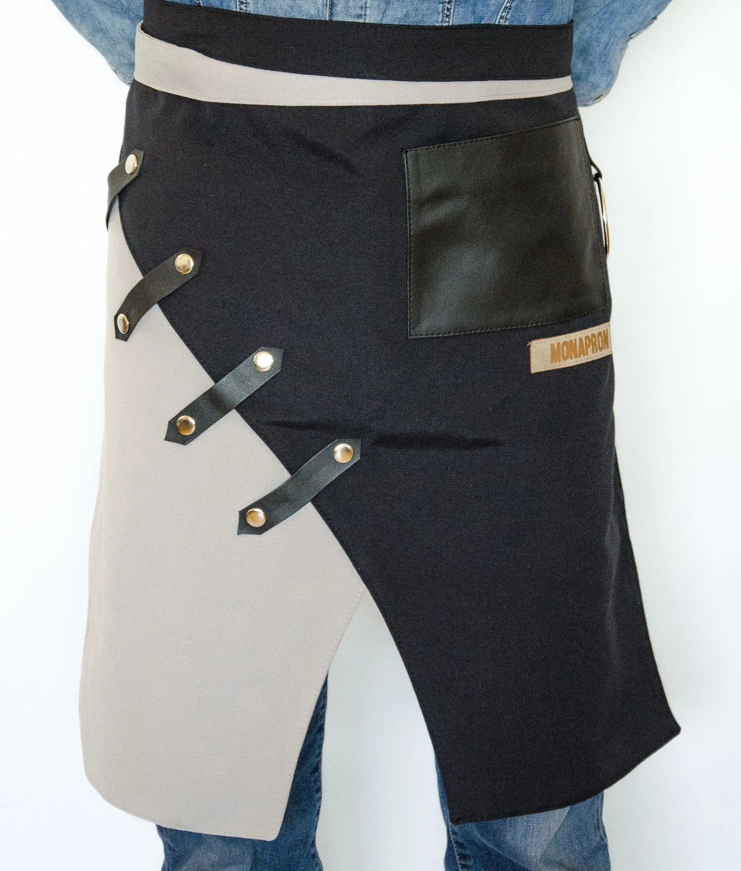 apron - önlük - 02 Miro Short Black-Grey Apron - Monapron