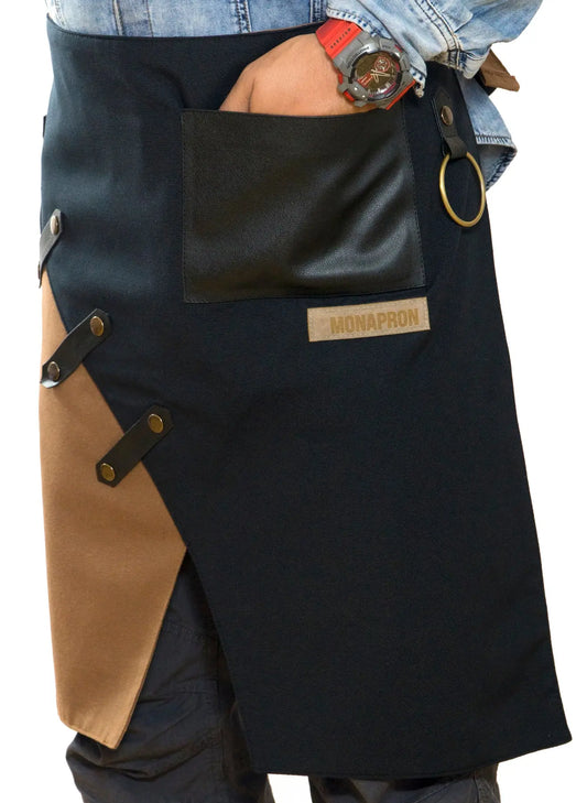 apron - önlük - 02 Miro Short Black-Brown Apron - Monapron