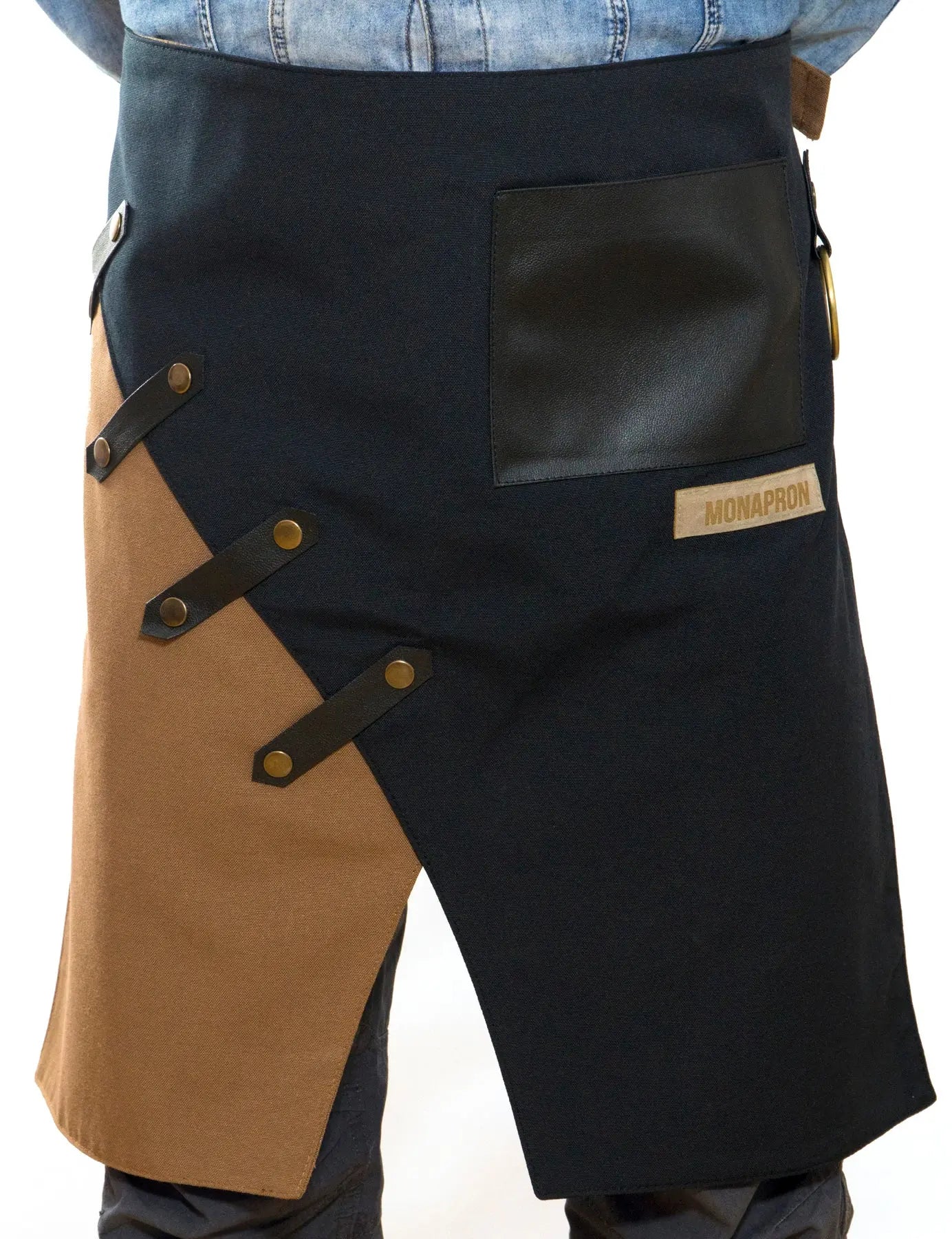 apron - önlük - 02 Miro Short Black-Brown Apron - Monapron