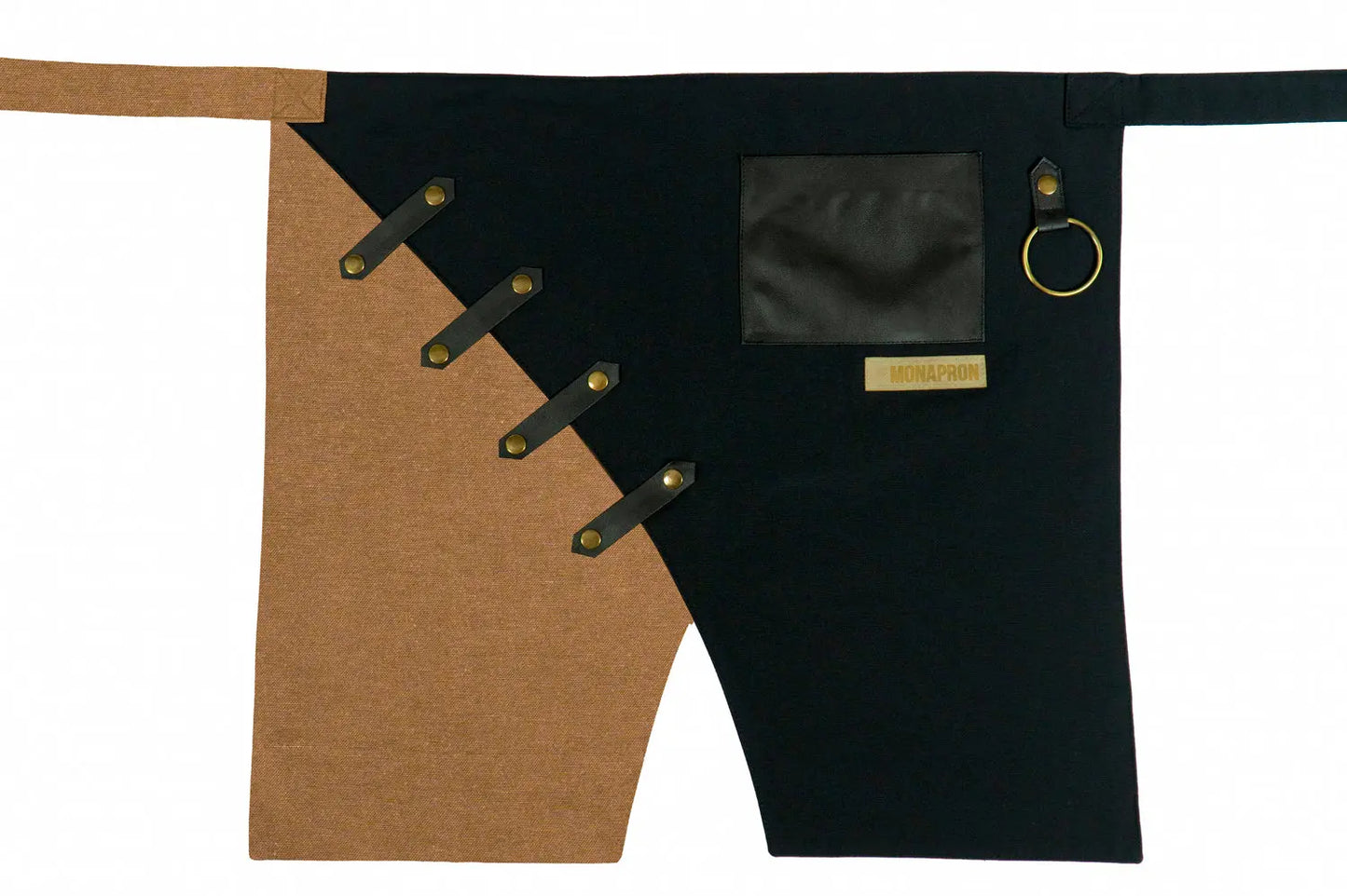 apron - önlük - 02 Miro Short Black-Brown Apron - Monapron