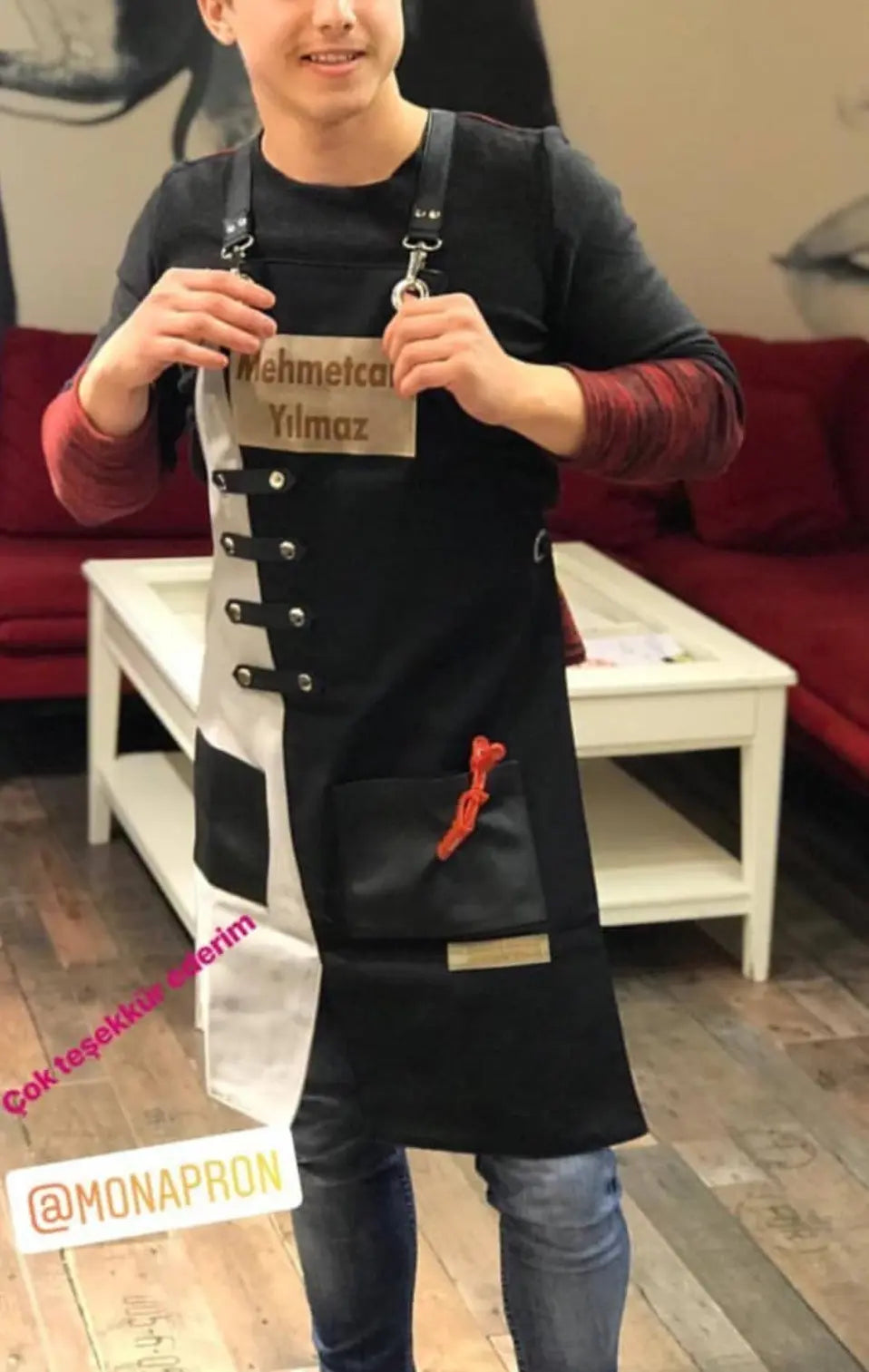 apron - önlük - 02 Miro Black-Grey Apron - Monapron