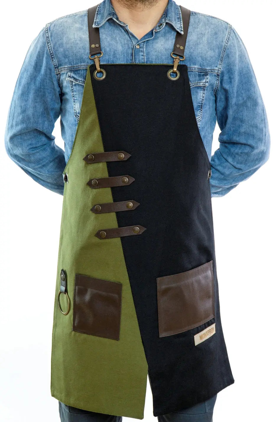 apron - önlük - 02 Miro Black-Green Apron - Monapron