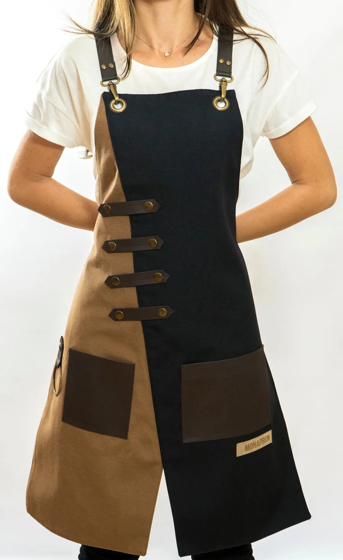 apron - önlük - 02 Miro Black-Brown Apron - Monapron