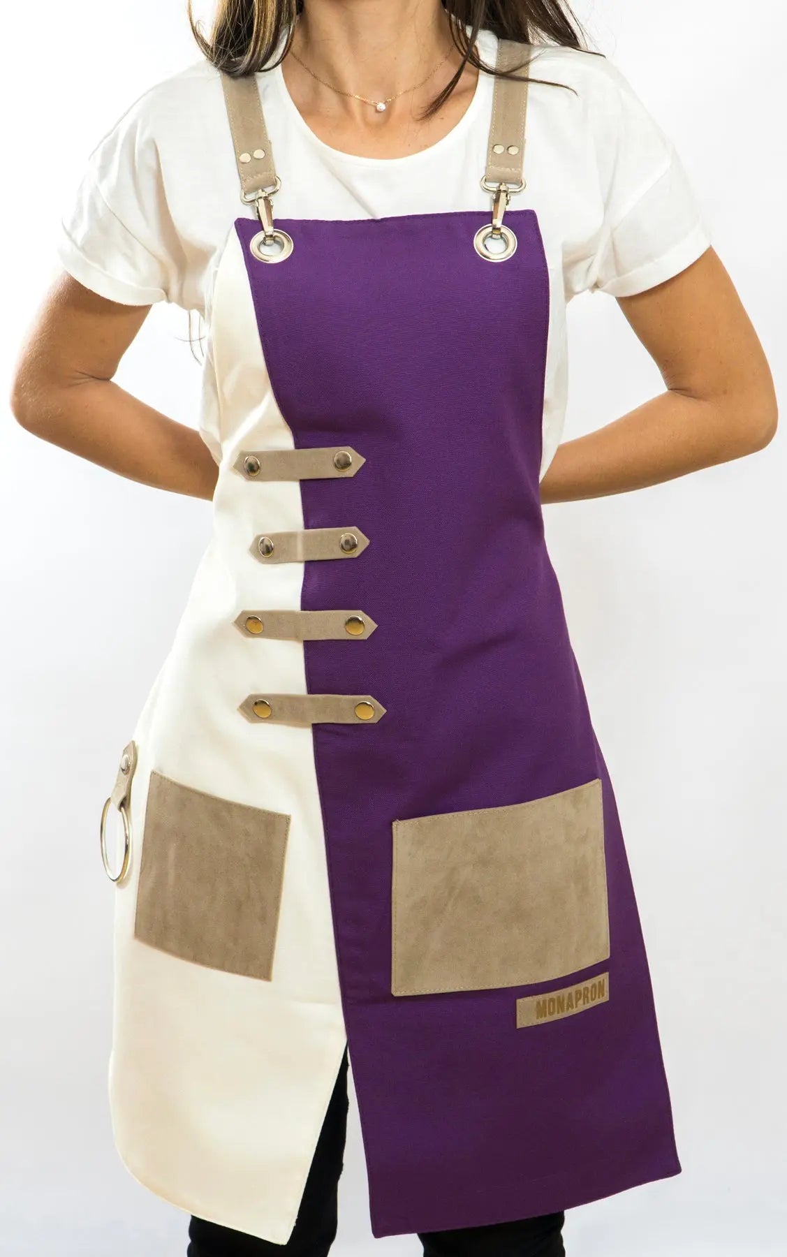 apron - önlük - 02 Miro Purple-White Apron - Monapron