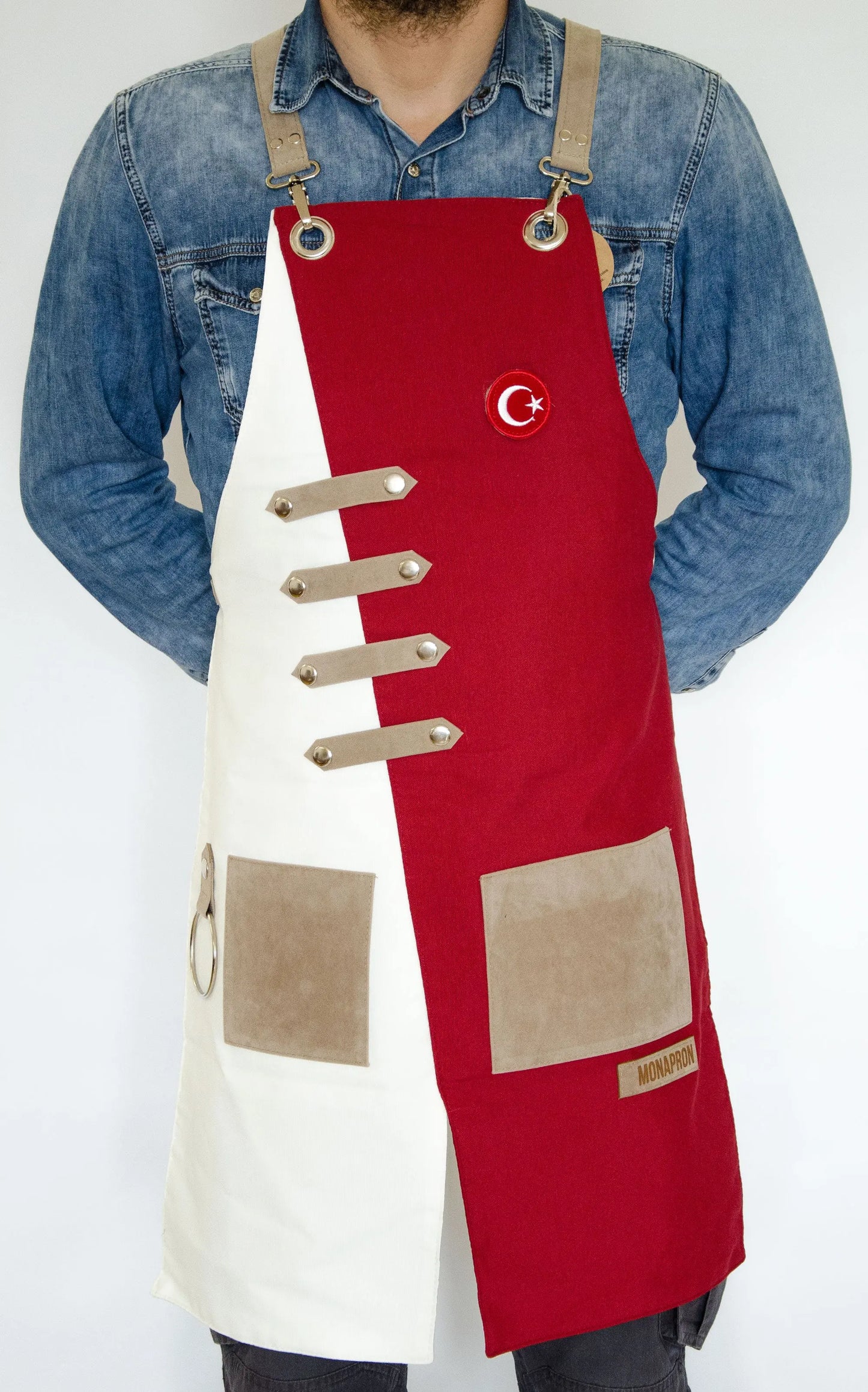 apron - önlük - 02 Miro Red-White Apron - Monapron
