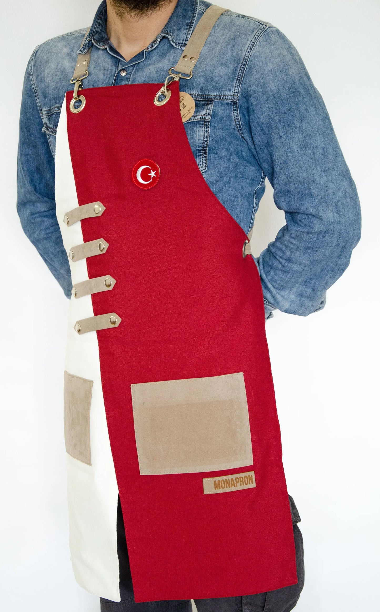 apron - önlük - 02 Miro Red-White Apron - Monapron