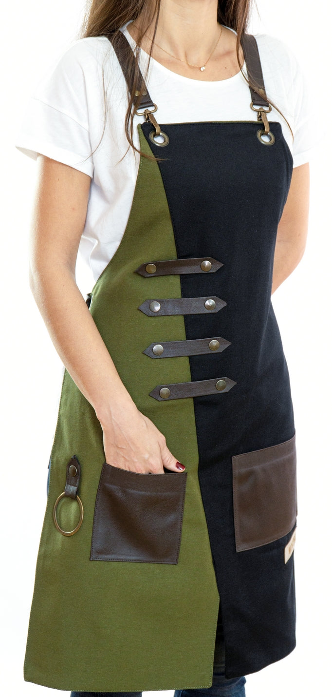 02 Miro Black-Green Apron - Monapron