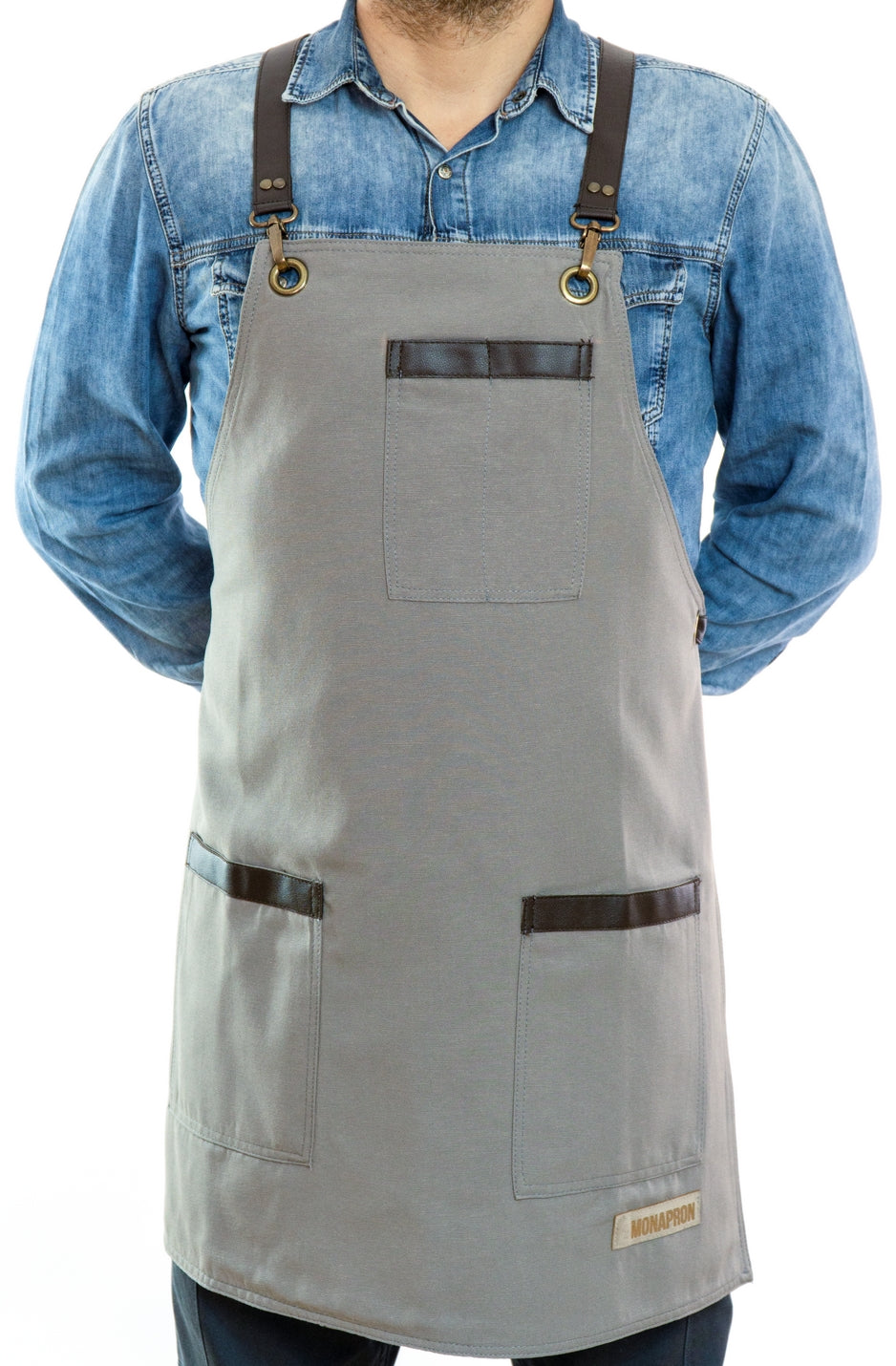 23 Caravaggio Grey Apron - Monapron