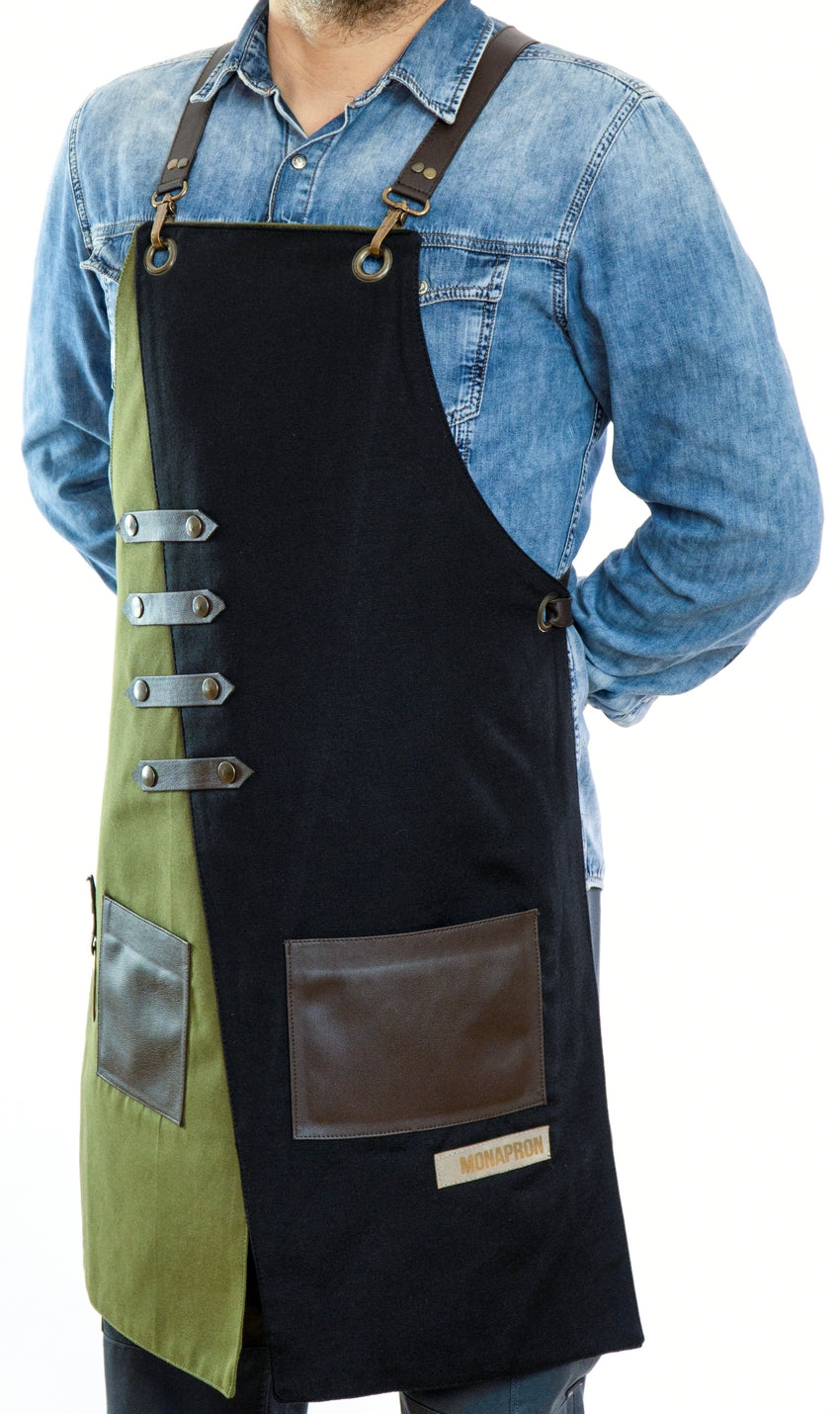 apron - önlük - 02 Miro Black-Green Apron - Monapron